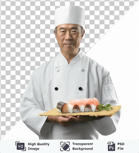 PSD fondo transparente con aislado fotográfico realista sushi chef _ s sushi sin fondo