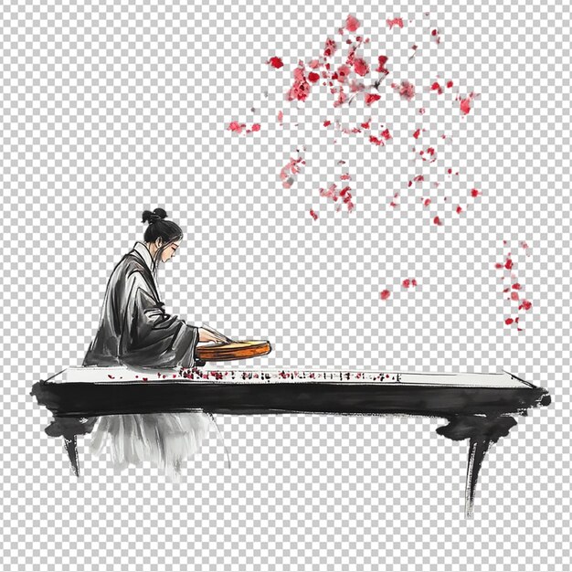 El fondo transparente aislado de Guqin