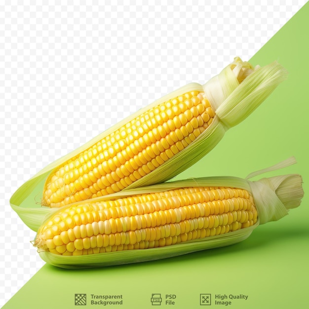 Fondo transparente aislado con mazorcas de maíz frescas
