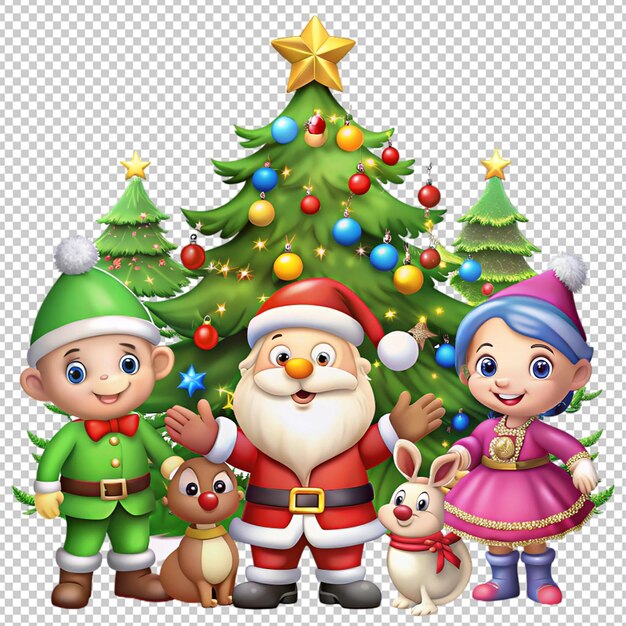 fondo transparente aislado de Navidad de dibujos animados