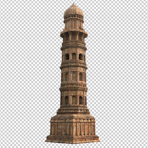 El fondo transparente aislado de Qutub Minar