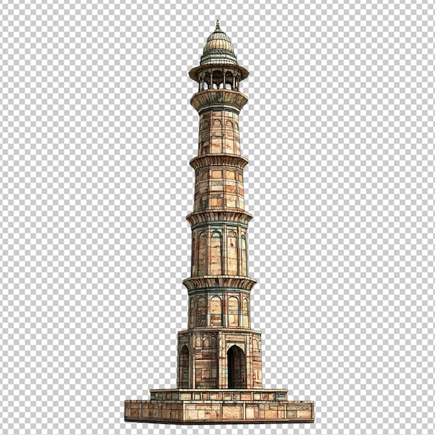 El fondo transparente aislado de Qutub Minar