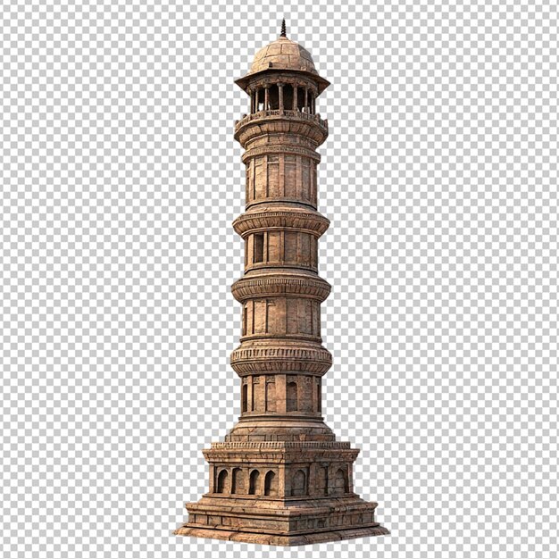 El fondo transparente aislado de Qutub Minar