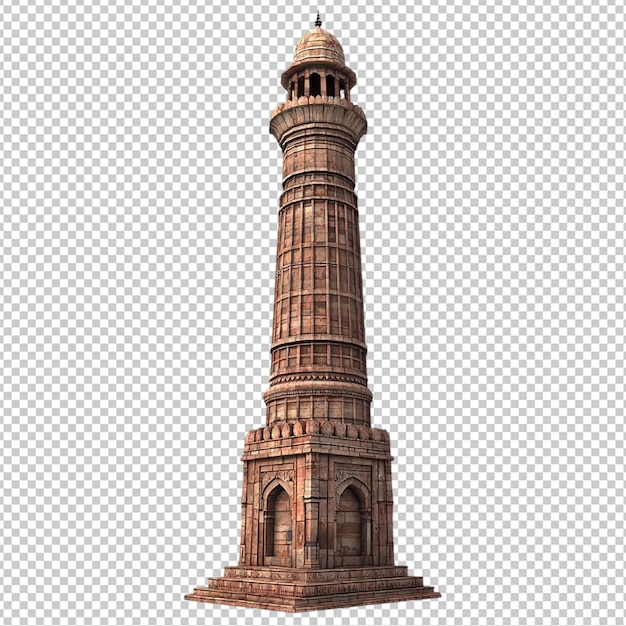 El fondo transparente aislado de Qutub Minar