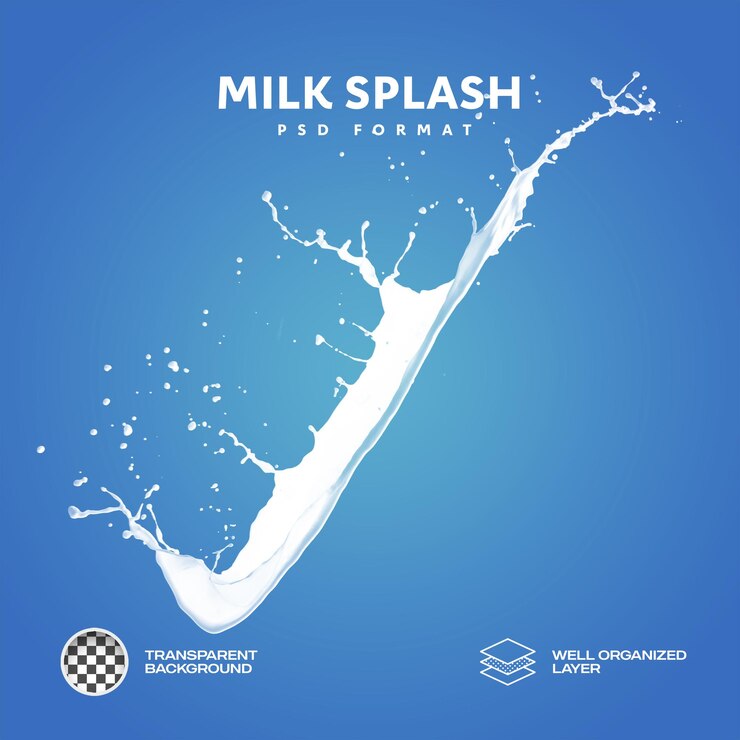 PSD fondo transparente y aislado de salpicaduras de leche png 13