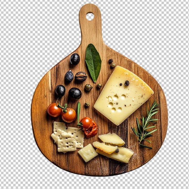 Fondo transparente aislado de tablero de queso