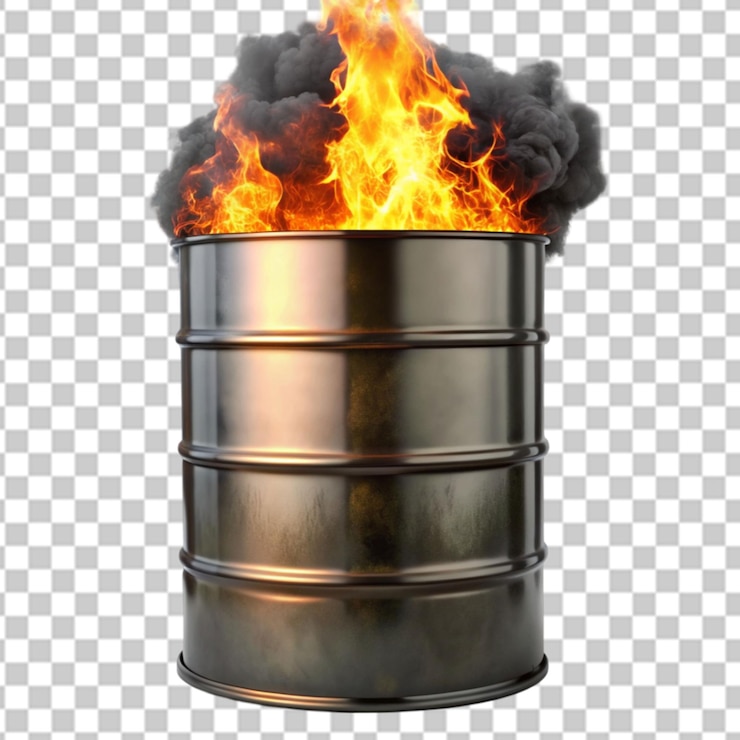 PSD fondo transparente aislado del tanque de aceite en combustión