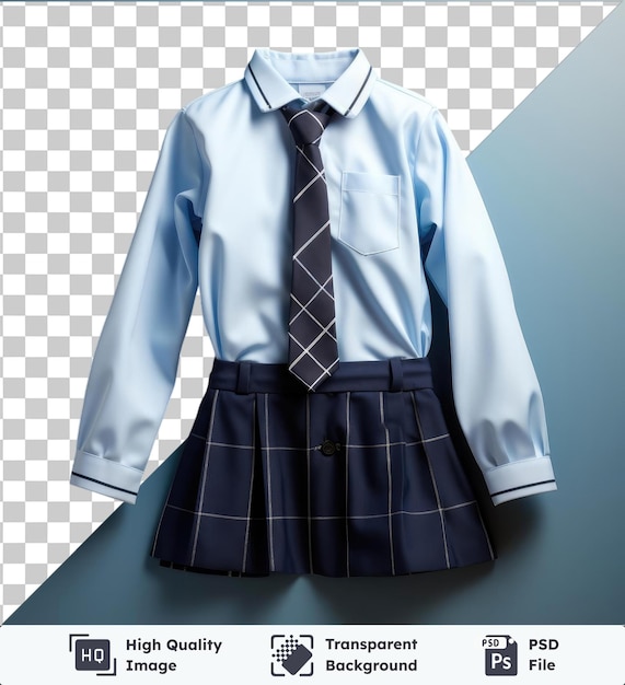 PSD fondo transparente con aislado un traje y corbata con una corbata negra y una camisa blanca y azul con un largo brazo blanco visible en primer plano