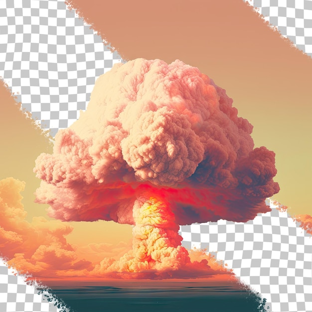 Fondo transparente de alta resolución con nube en forma de hongo de explosión nuclear