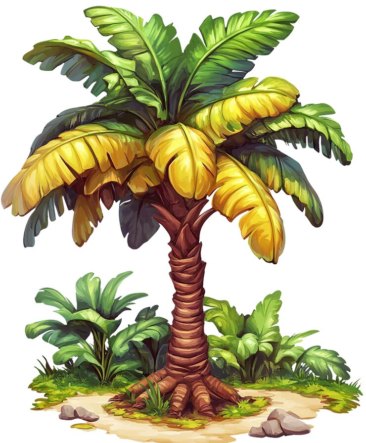 PSD fondo transparente de árbol de plátano