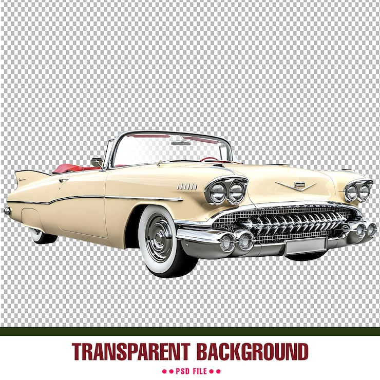 PSD fondo transparente de un automóvil descapotable de época