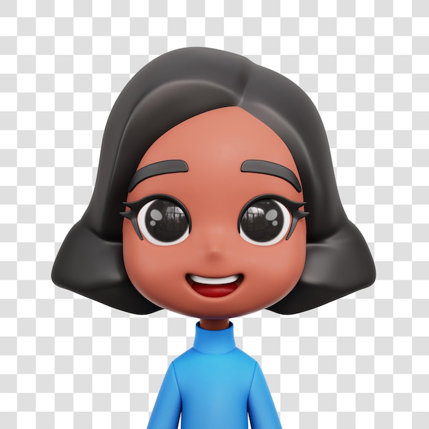 Fondo transparente de avatar 3D de dibujos animados