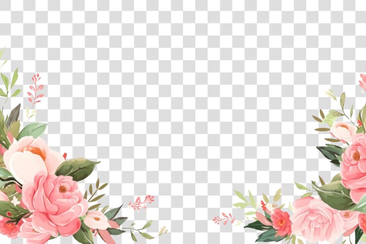 PSD fondo transparente con borde floral