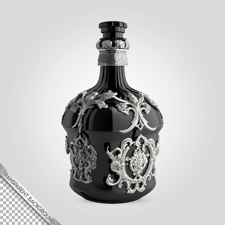PSD fondo transparente de botella de lujo barroco