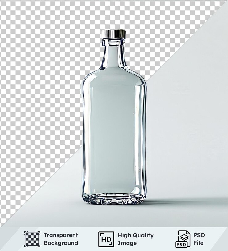 PSD fondo transparente con botella de vidrio aislada aislada en un fondo transparente