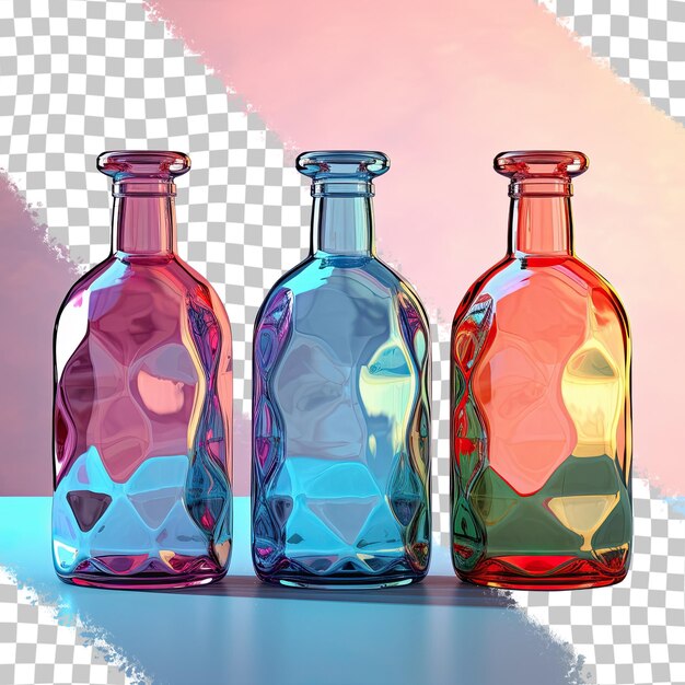 fondo transparente con botellas de vidrio