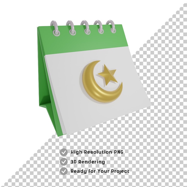 PSD fondo transparente del calendario ramadhan 3d