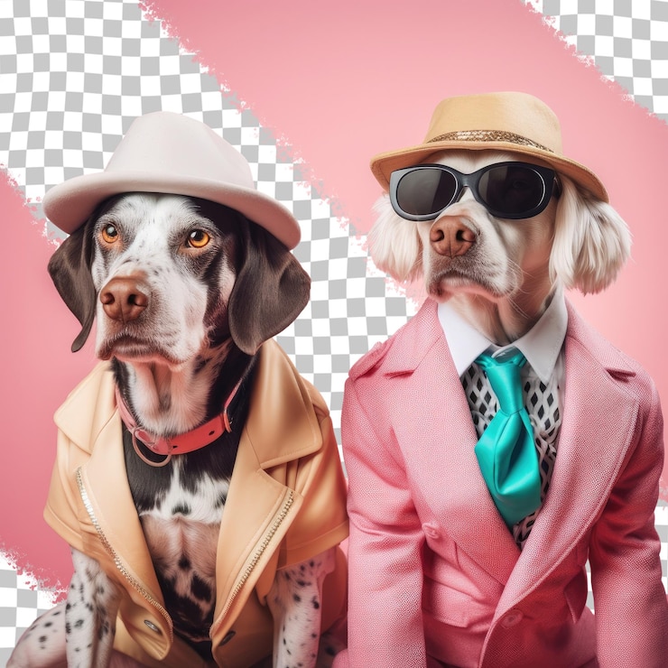 PSD fondo transparente caninos vestidos a la moda