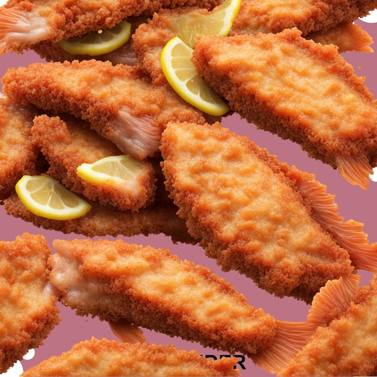 PSD fondo transparente de carne de pescado frito