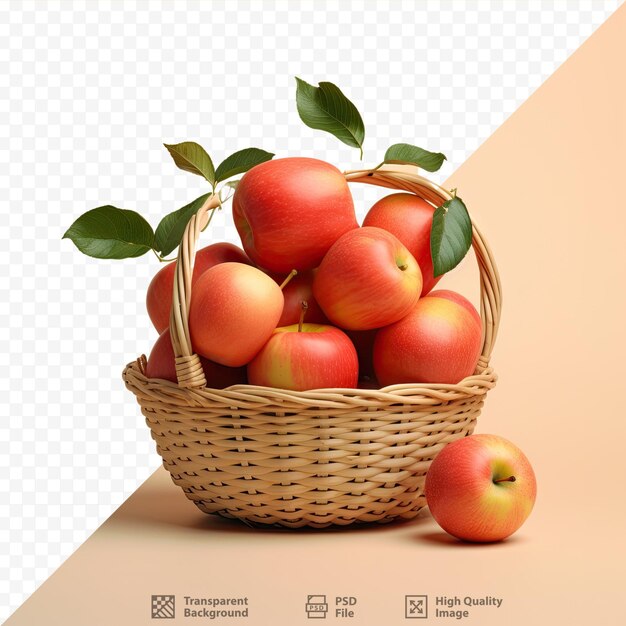 PSD fondo transparente con cesta de manzanas