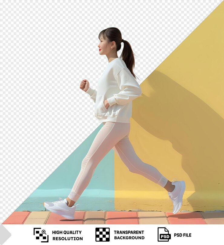 PSD fondo transparente chica linda haciendo ejercicio afuera y mirando involucrado en la cámara png