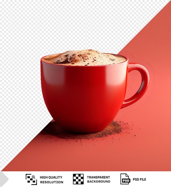 Fondo transparente con chocolate caliente aislado en una taza roja png