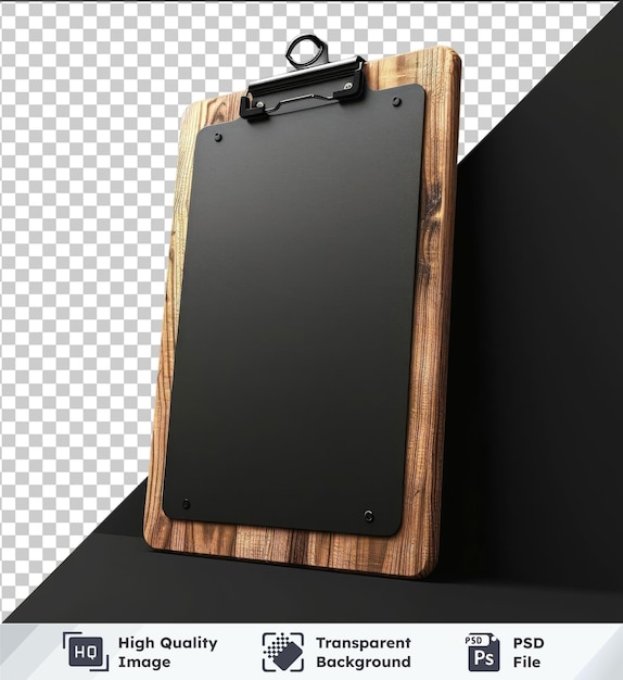 Fondo transparente con clipboard aislado en un tablero de madera