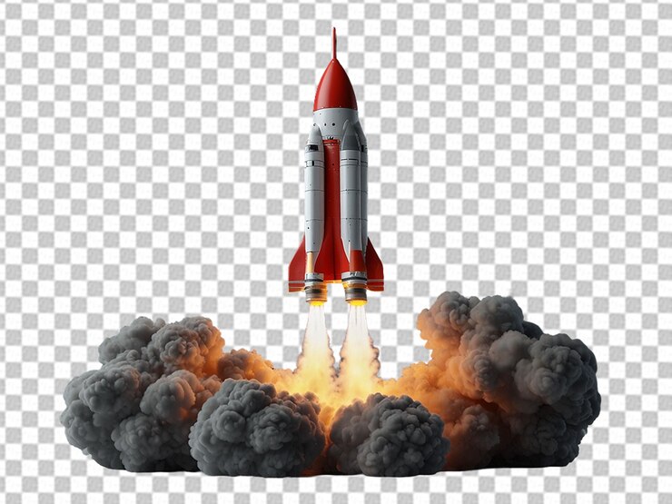 El fondo transparente del cohete espacial PNG