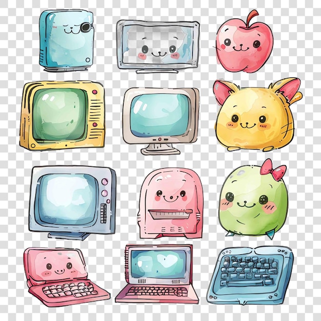 El fondo transparente de las computadoras es una acuarela.