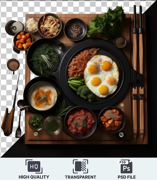 PSD fondo transparente con conjunto de cocina coreano gourmet aislado