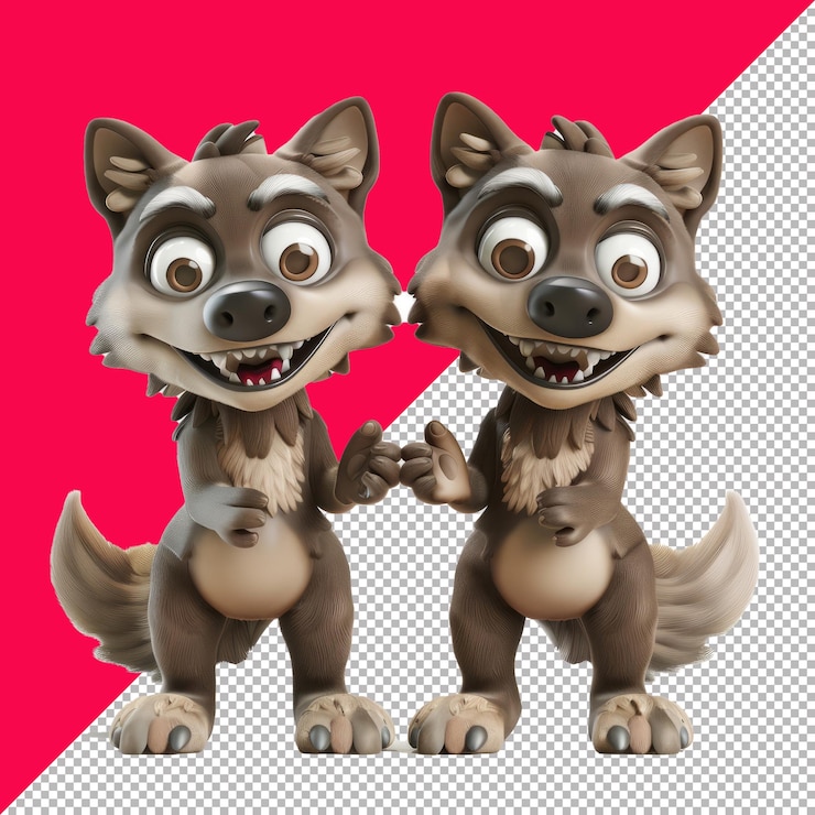 PSD el fondo transparente de dibujos animados de hombres lobos png psd
