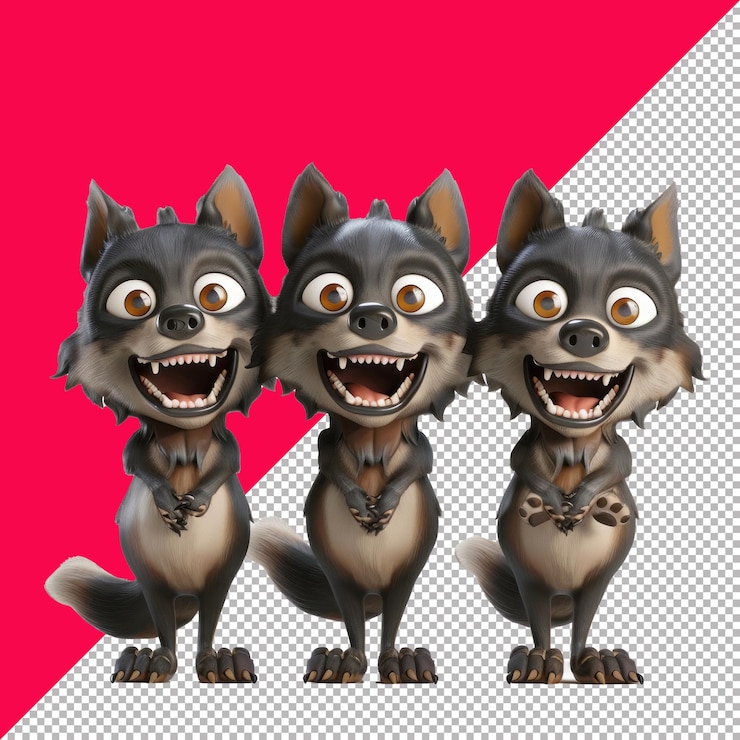 PSD el fondo transparente de dibujos animados de hombres lobos png psd