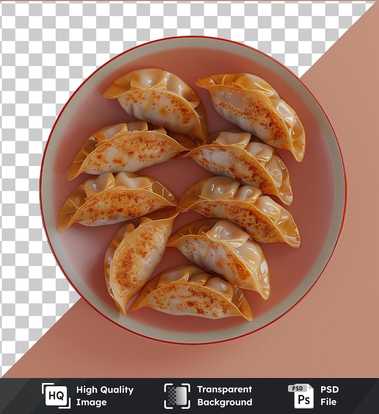 PSD fondo transparente con dumplings vegetales aislados en un plato