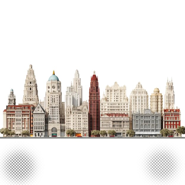 Fondo transparente de edificios de la ciudad 3D.
