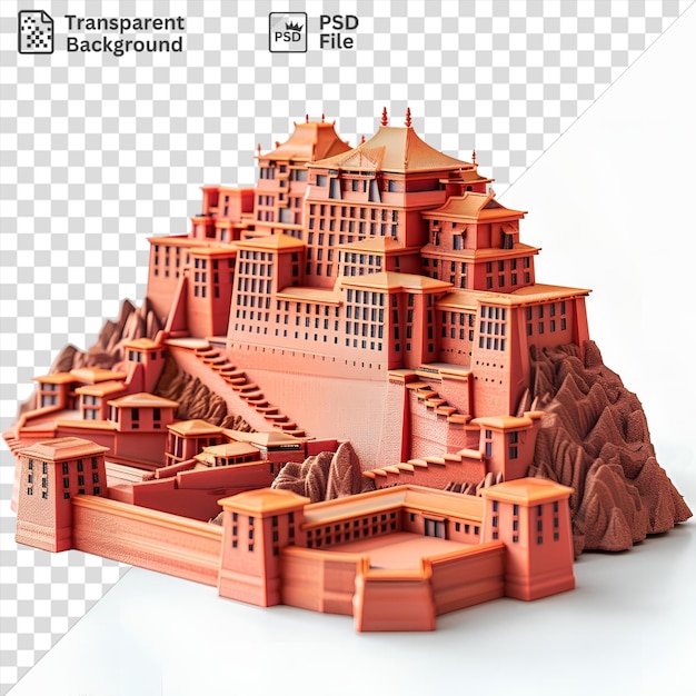 PSD el fondo transparente es un modelo 3d del palacio de potala.