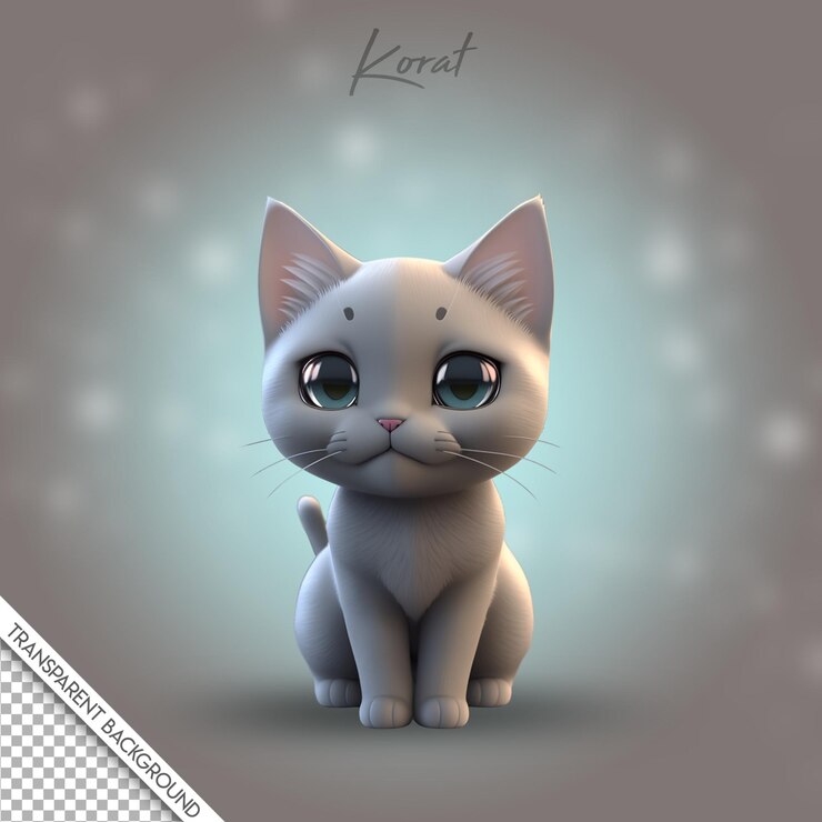 PSD fondo transparente de estilo chibi de gato psd