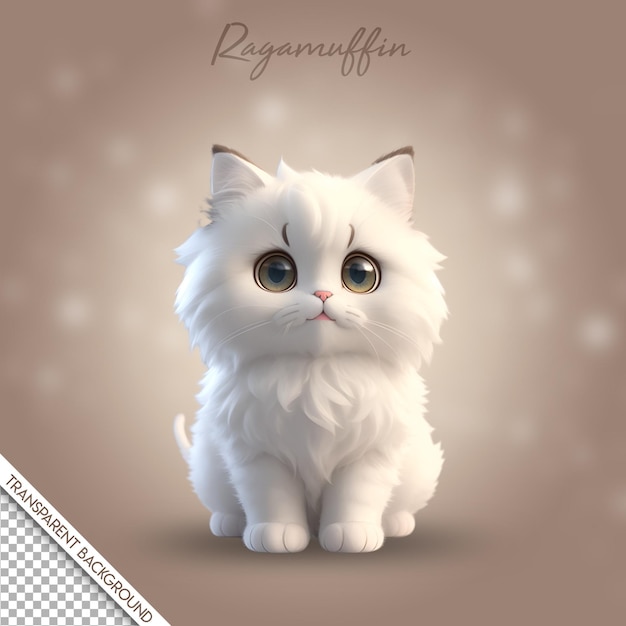 Fondo transparente de estilo chibi de gato psd