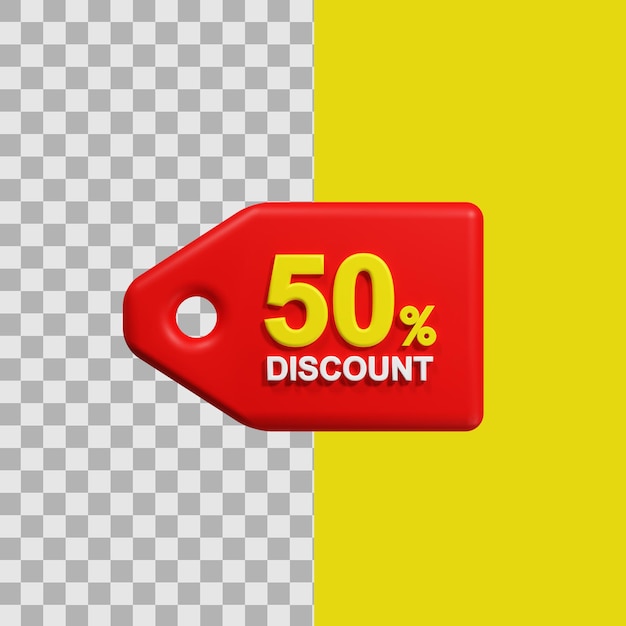 Fondo transparente de etiqueta de descuento de ilustración 3D