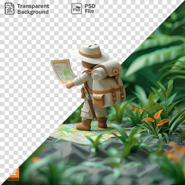 Fondo transparente con explorador 3d aislado en la jungla