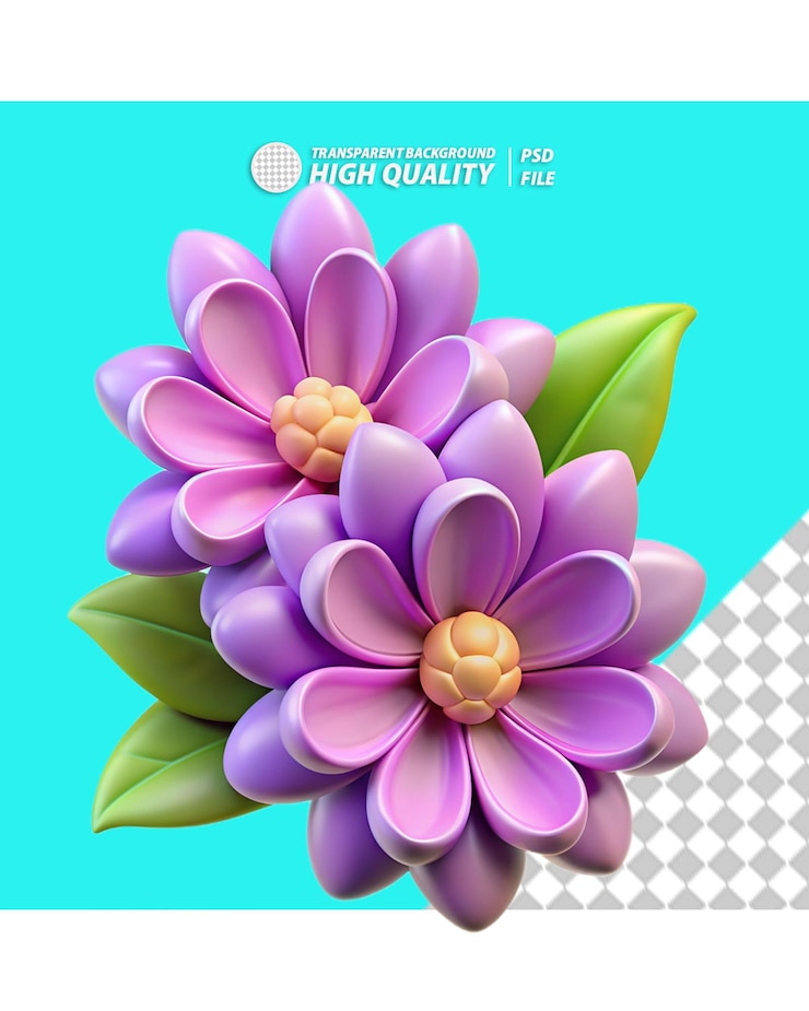 PSD fondo transparente de flores en 3d