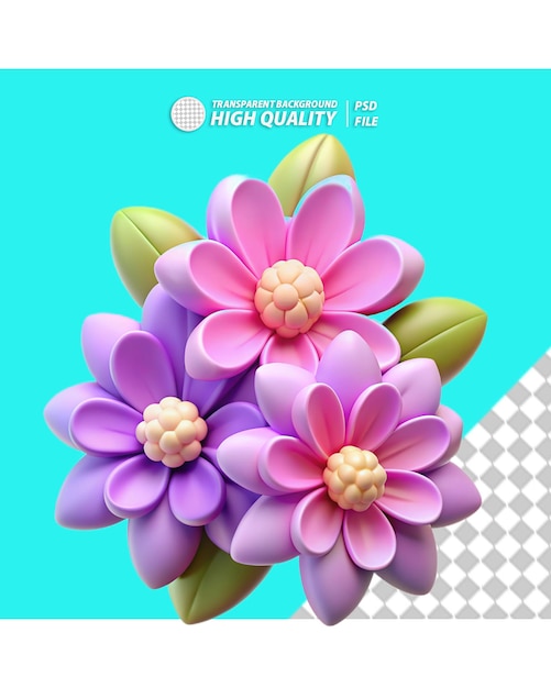 Fondo transparente de flores en 3D
