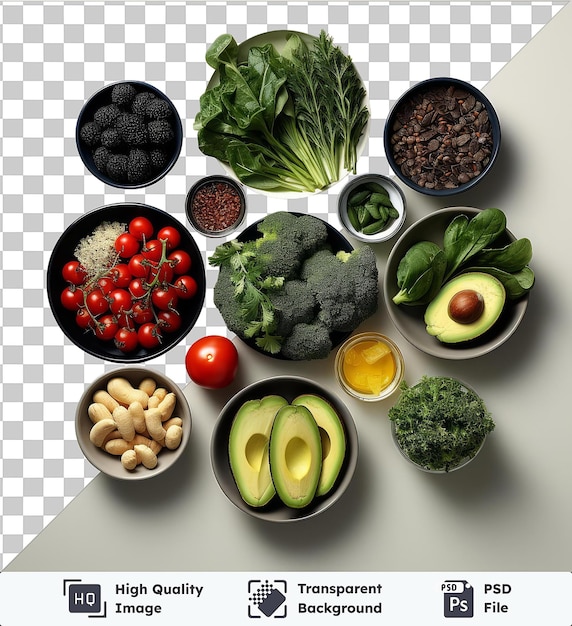 Fondo transparente con fotografías realistas aisladas de comidas saludables de los nutricionistas