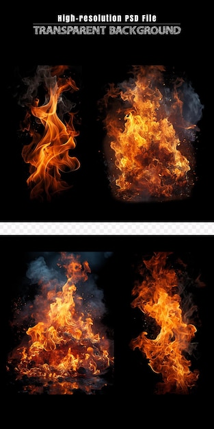fondo transparente de fuego