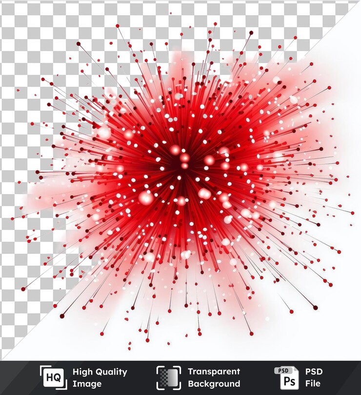 PSD fondo transparente con fuegos artificiales aislados chispas símbolo vectorial fuegos artificials rojos radiantes en un fondo aislado