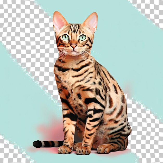 PSD fondo transparente con gato bengalí