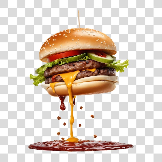 PSD el fondo transparente de la hamburguesa caliente