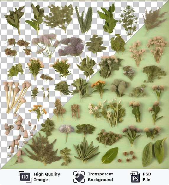 PSD fondo transparente con hierbas secas fotográficas realistas aisladas de herbalist_s