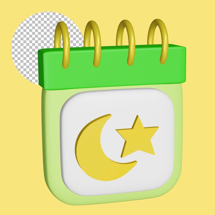 Fondo transparente del icono 3d islámico del calendario de Ramadán