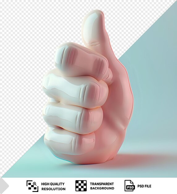 fondo transparente con icono de pulgar hacia arriba aislado en renderización 3D png