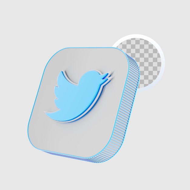 Fondo transparente de icono de twitter 3d PSD Premium